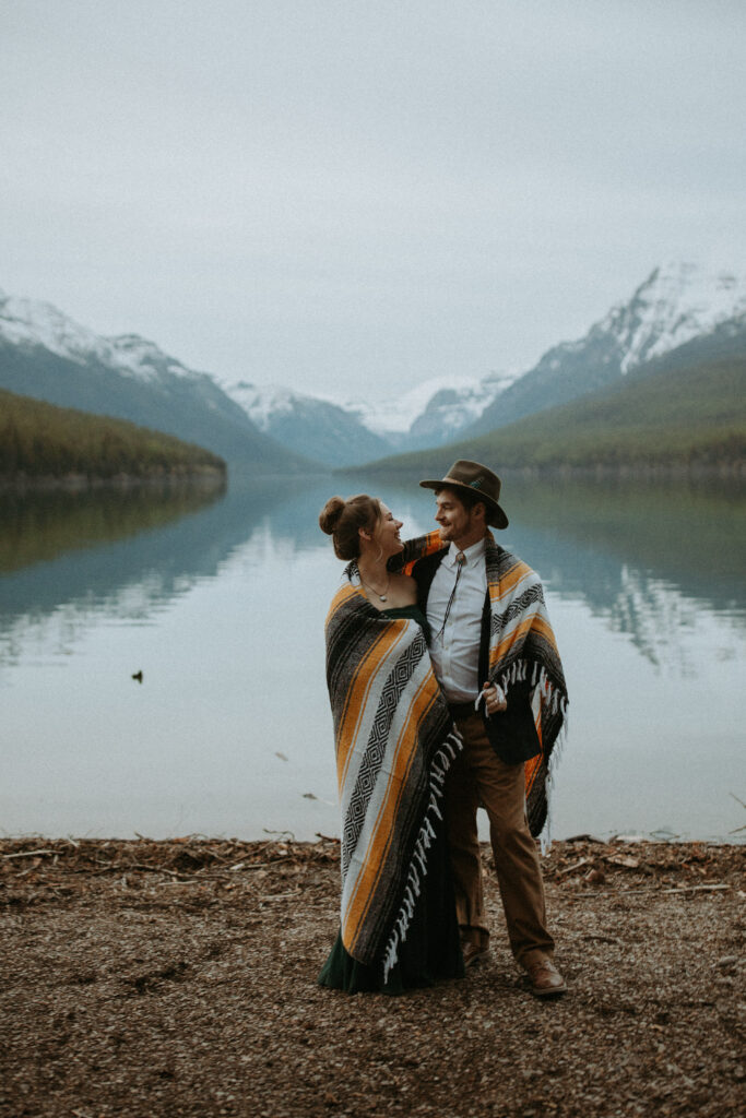 cute couple at their fall photoshoot in colorado