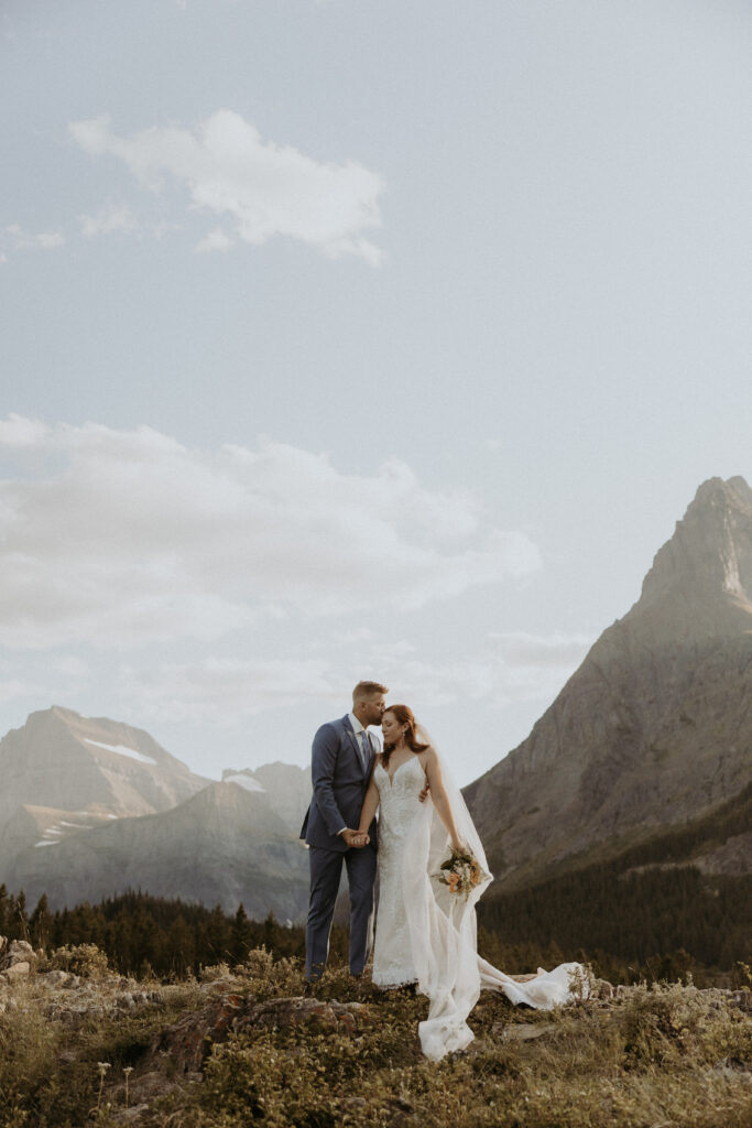 bride and groom at their golden hour session in GNP