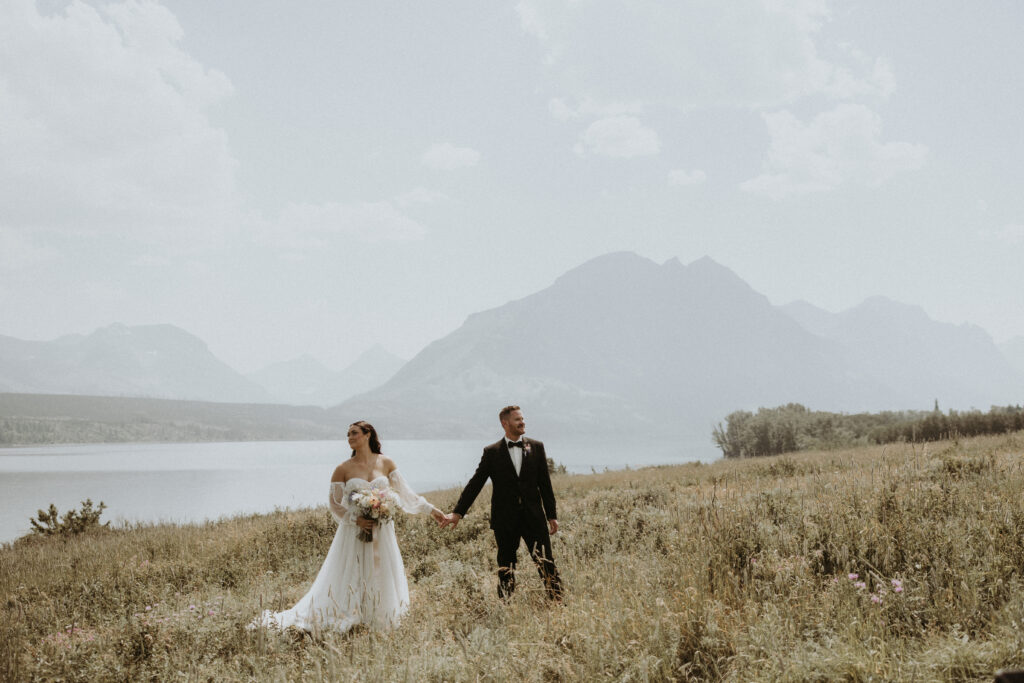 Golden hour bride and groom portraits