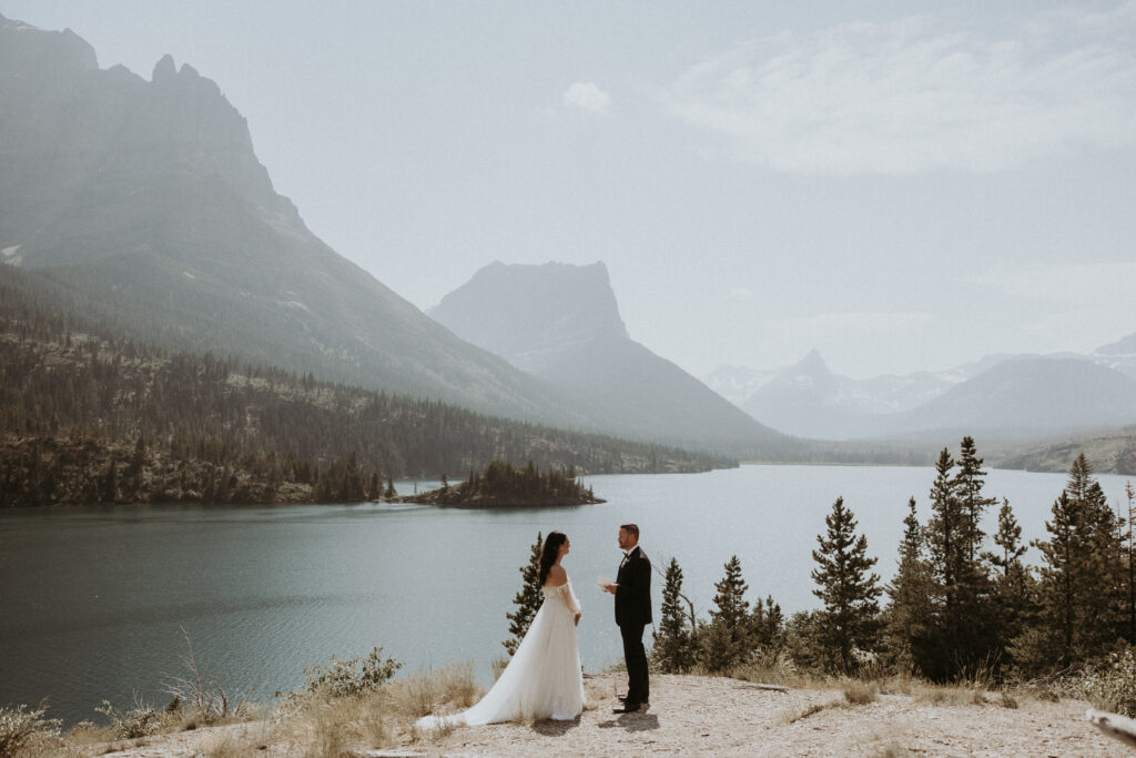 Cute picture of the bride and groom during their private vows