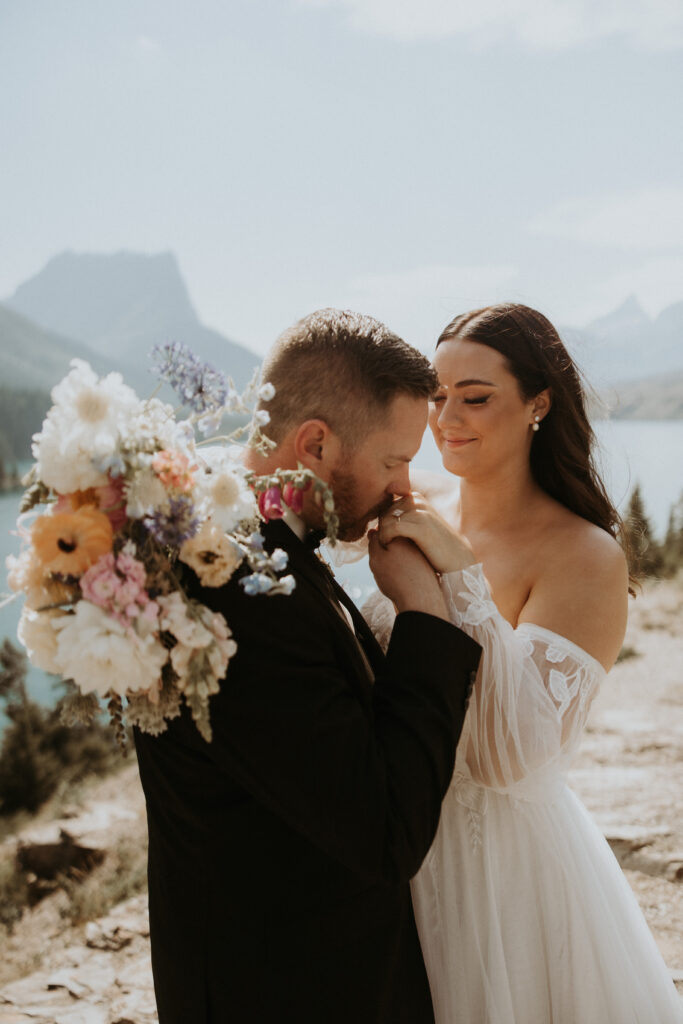 Colorful wedding bouquet the bride used on her intimate elopement