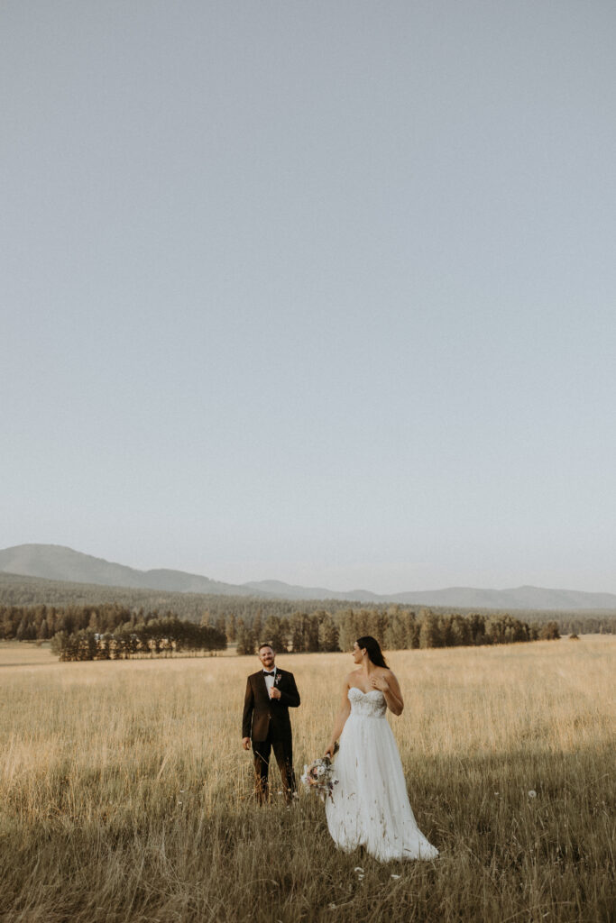 stunning golden hour pictures of the bride and groom
