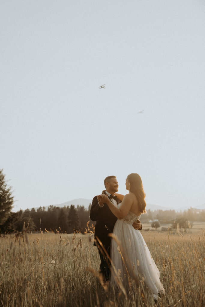 golden hour bride and groom photos