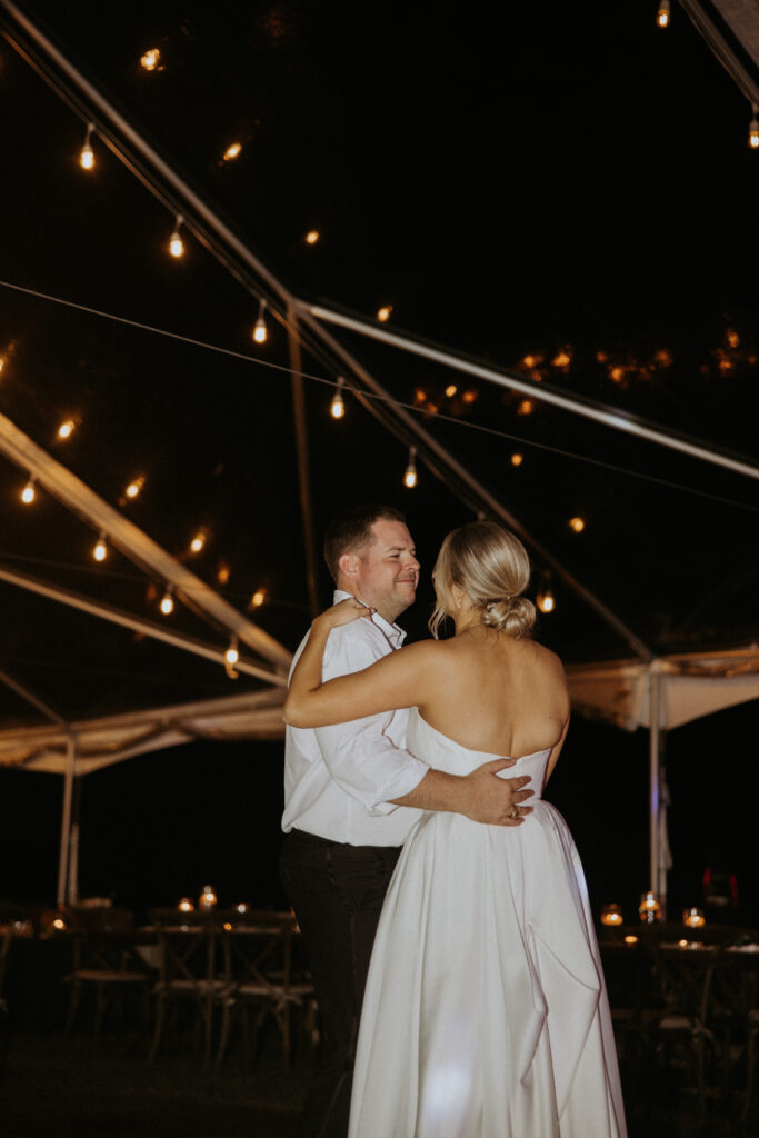 Picture of the bride and groom at their reception party
