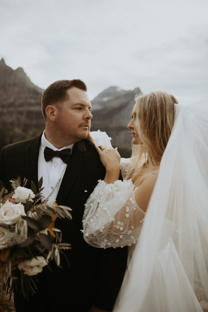 cute bridal portraits at glacier
