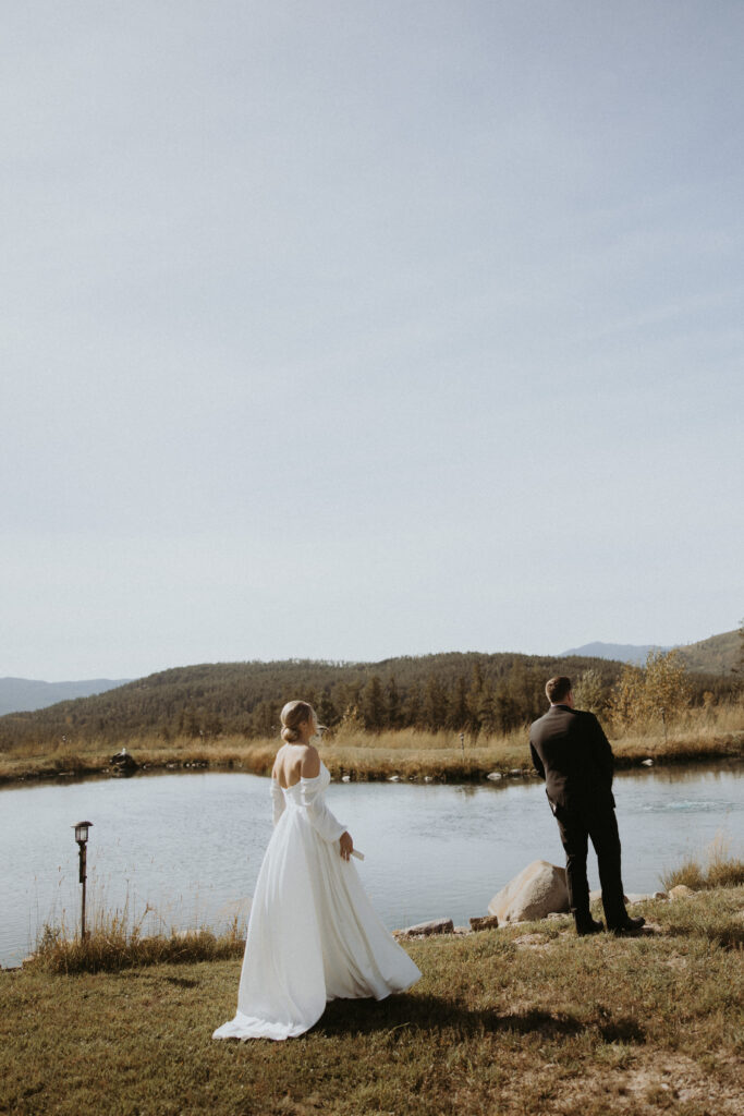 bride at her first look with the groom