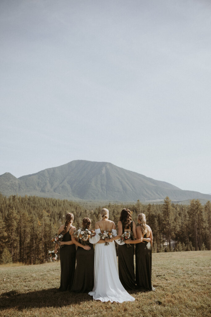 Portrait of the bride and her bridesmaids