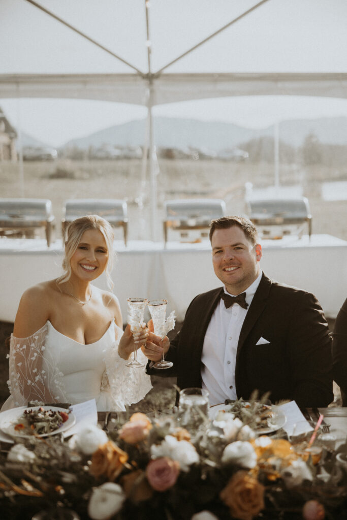 Newly married couple at their reception