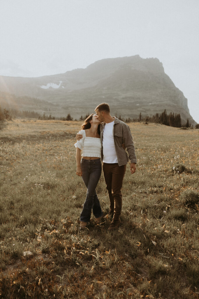cute couple at their adventurous engagement photoshoot
