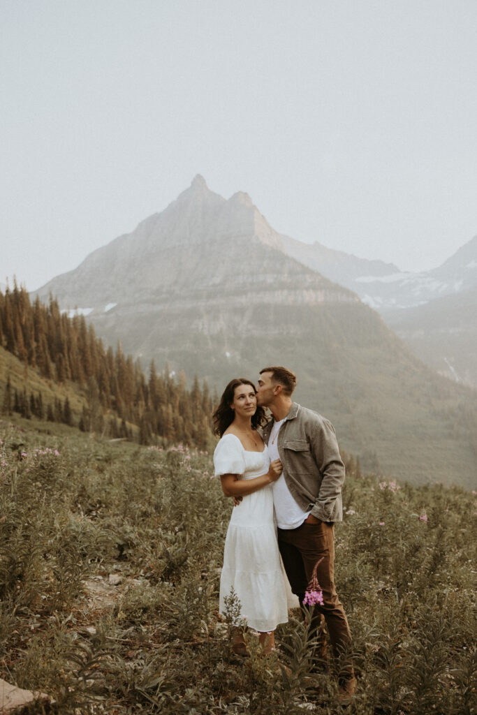 cute couple session in glacier park