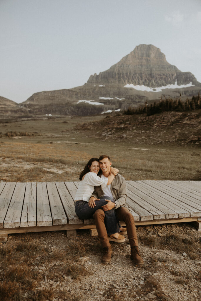 happy couple at their spring engagement photoshoot