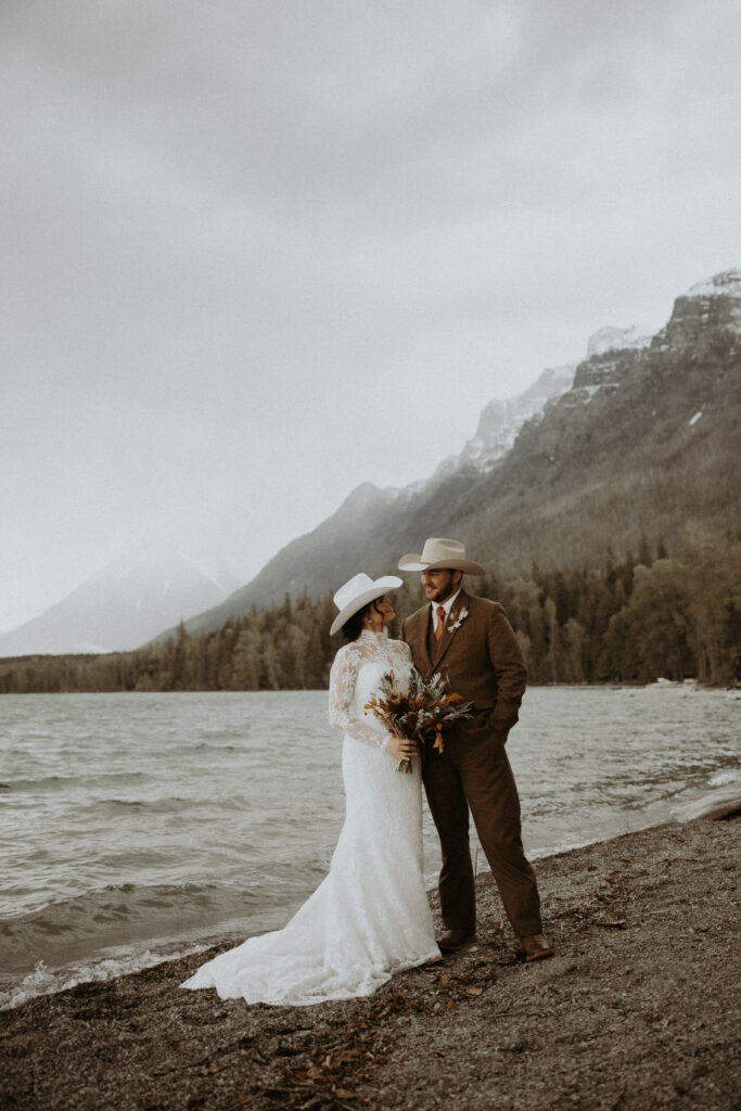 cute picture of the bride and groom at their bridal portraits