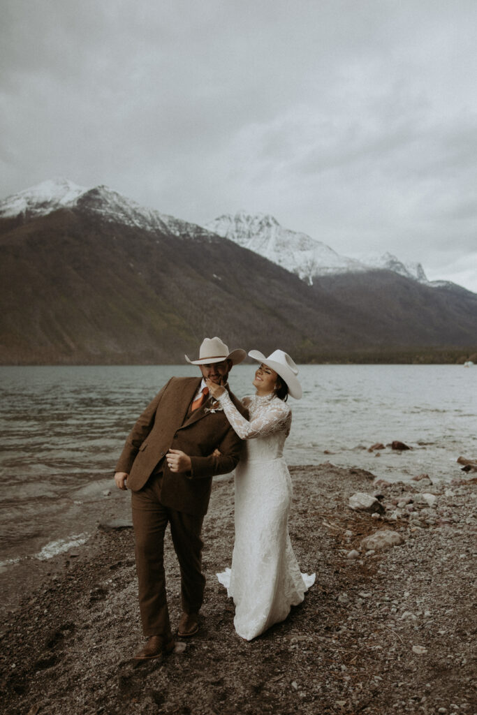 fun picture of the bride and groom before the ceremony
