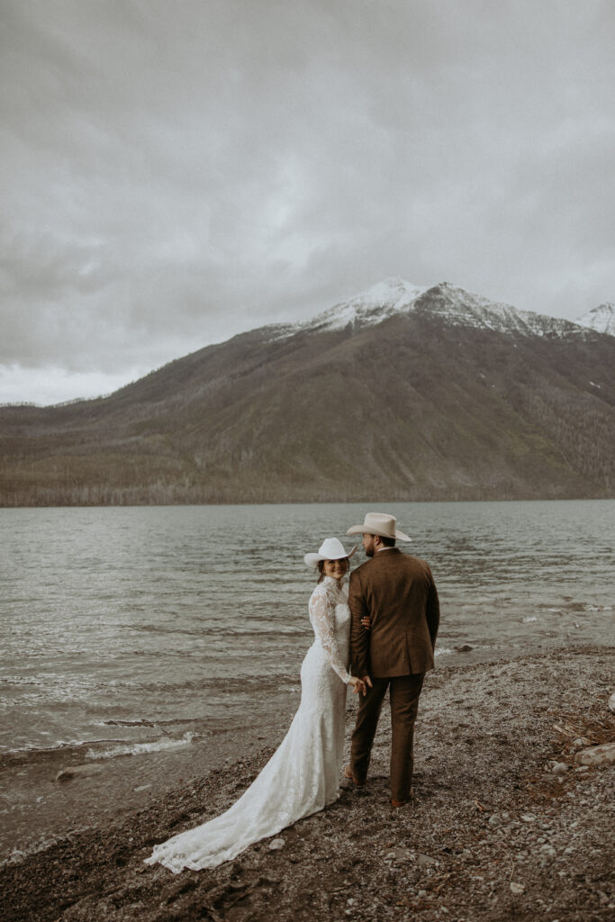 cute couple at their dream montana wedding