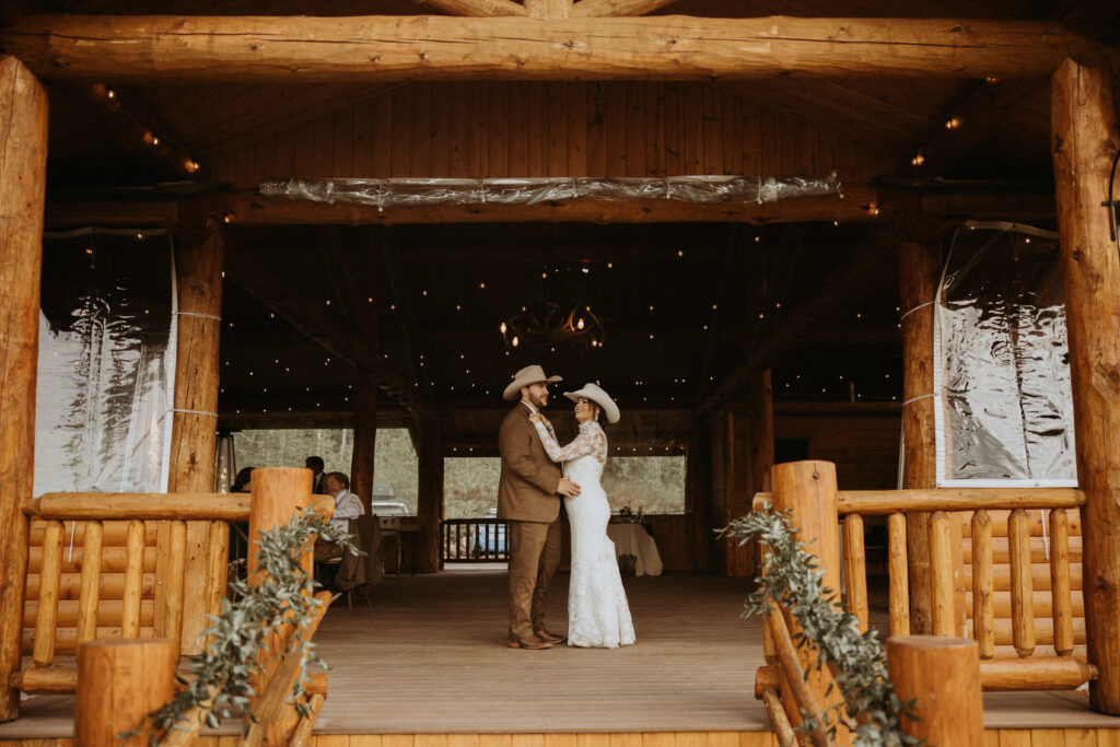 newly married couple first dance at their reception