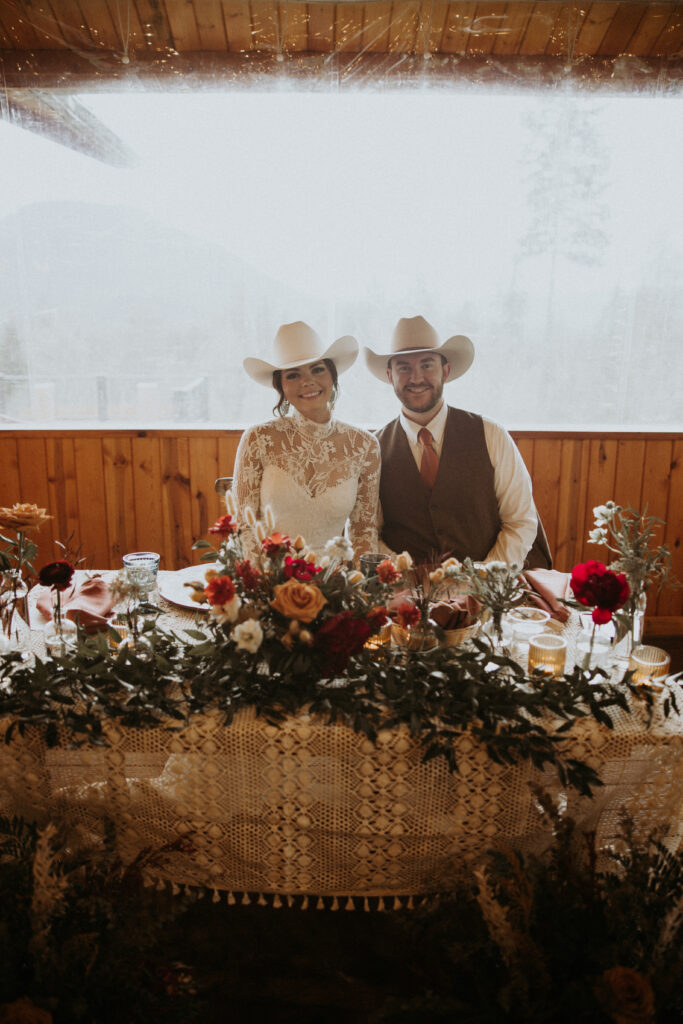 cute portrait of the newlyweds at their reception