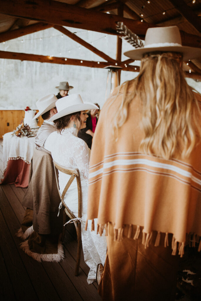 newlyweds having the best time at their reception