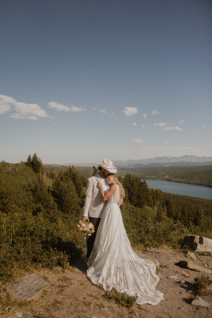 Cute picture of the newlyweds hugging
