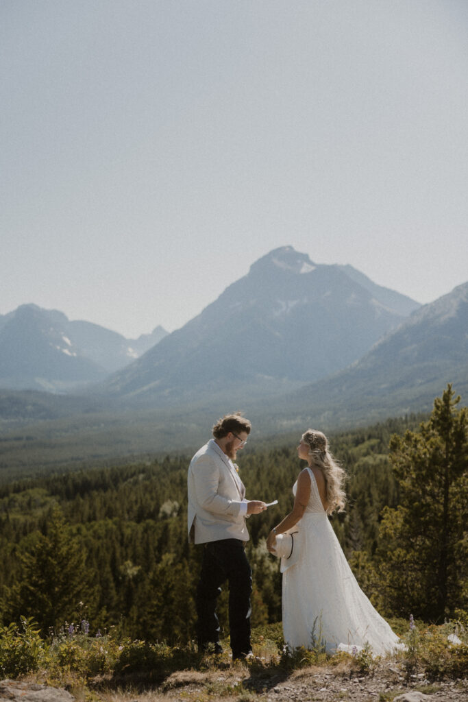 Bride and groom during their golden hour private vows