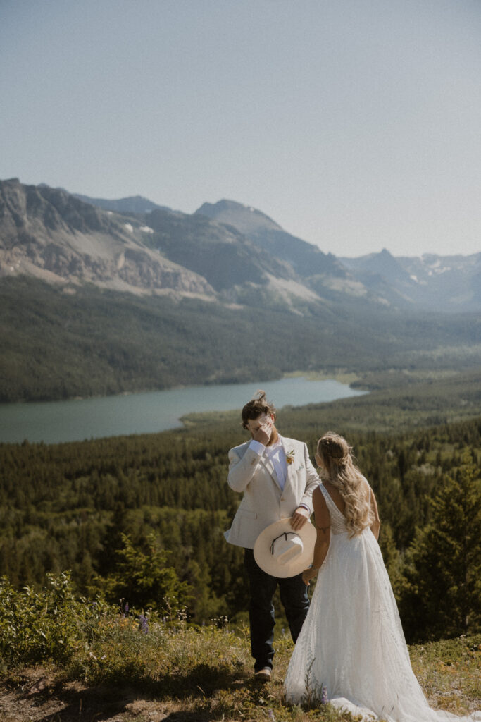 Groom emotional after his private vows with the bride