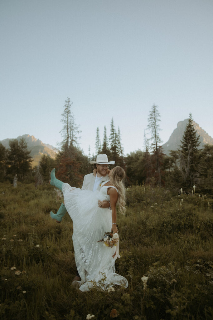Couple dancing during their bridal portraits