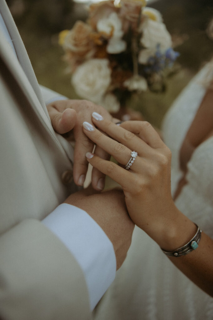 Stunning close-up shot of the wedding ring