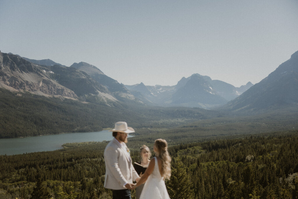 Bride and groom at their intimate wedding ceremony