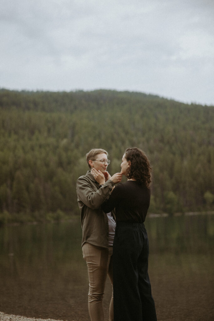 Couple emotional at their engagement session