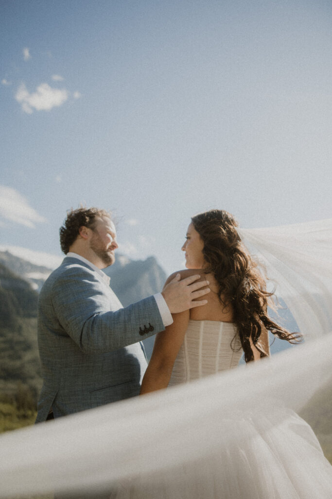 Picture of the no married couple smiling at each other