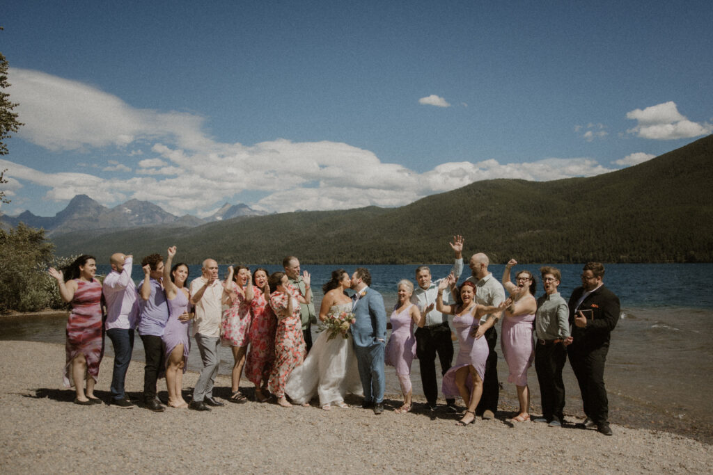 picture of the newlyweds and their guests