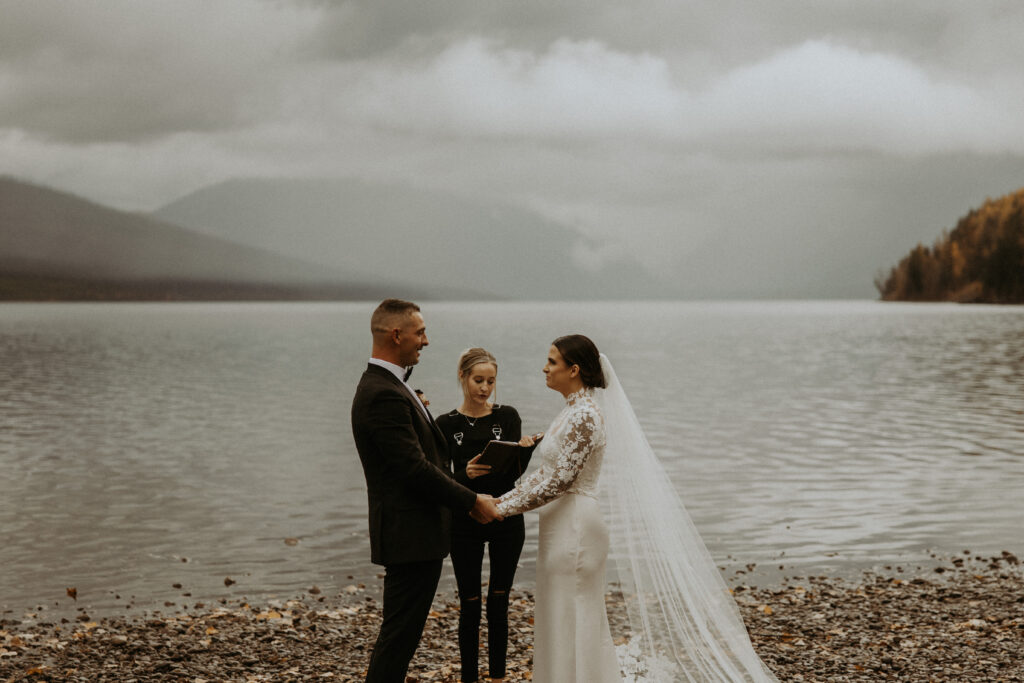 Cute picture of the bride and groom, at their dream elopement
