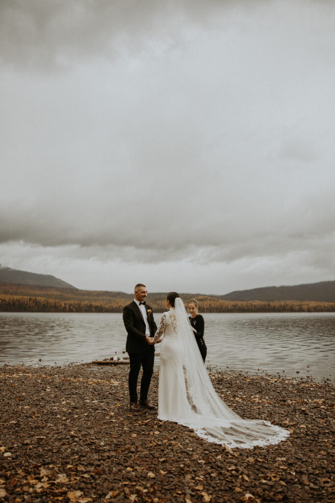 bride and groom at their intimate montana elopement