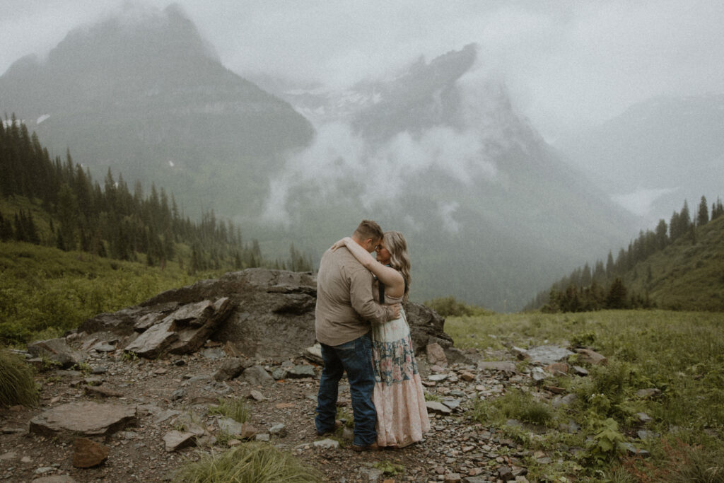 picture of the newly engaged couple hugging
