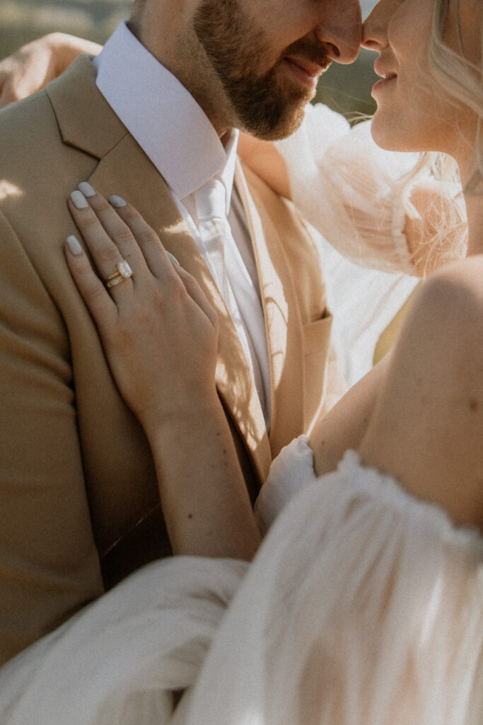 Stunning close-up shot of the wedding ring