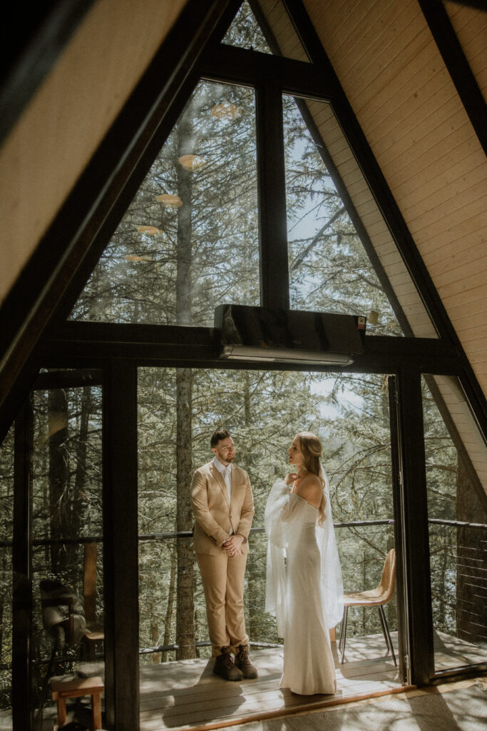 Couple at their adventurous elopement