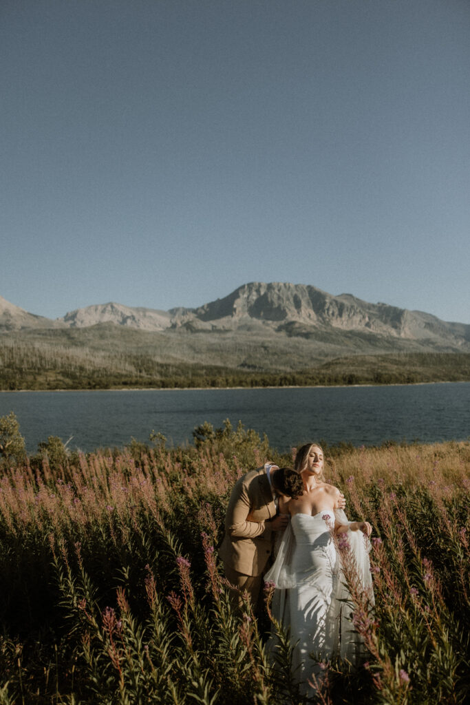 Fun bridal portraits in glacier Park