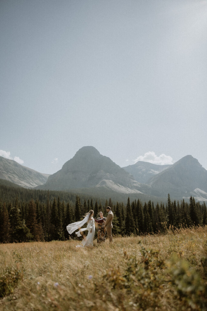 Golden hour elopement ceremony