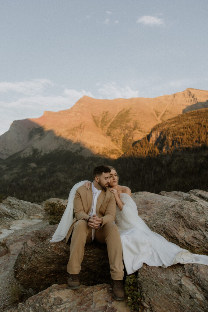 Cute picture of the newly married couple hugging