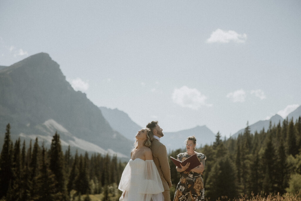 Bride in groom at their intimate wedding ceremony