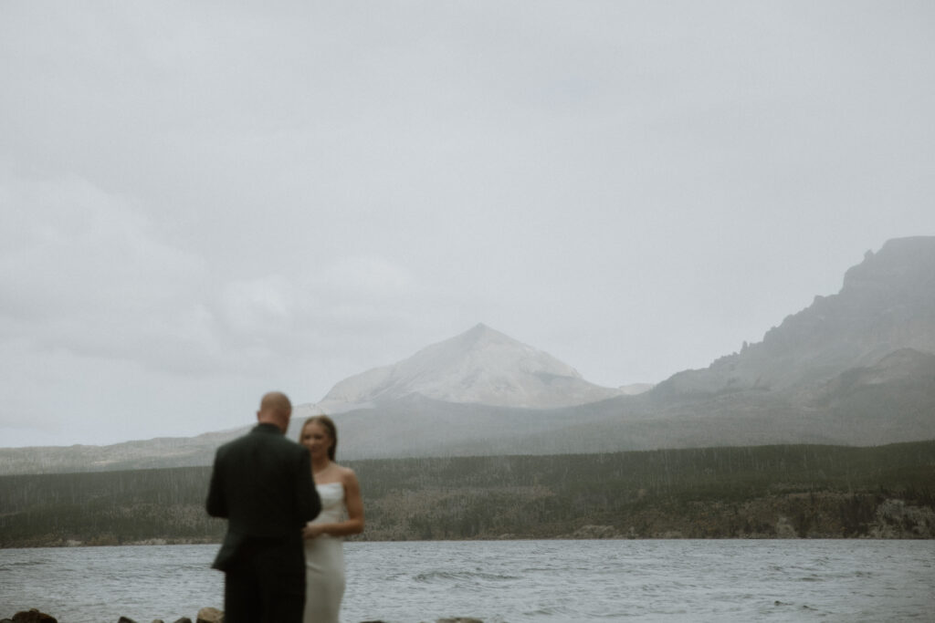 bride and groom at their private vows
