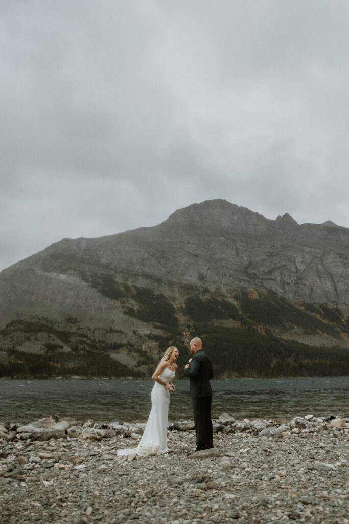 bride and groom emotional at their elopement ceremony