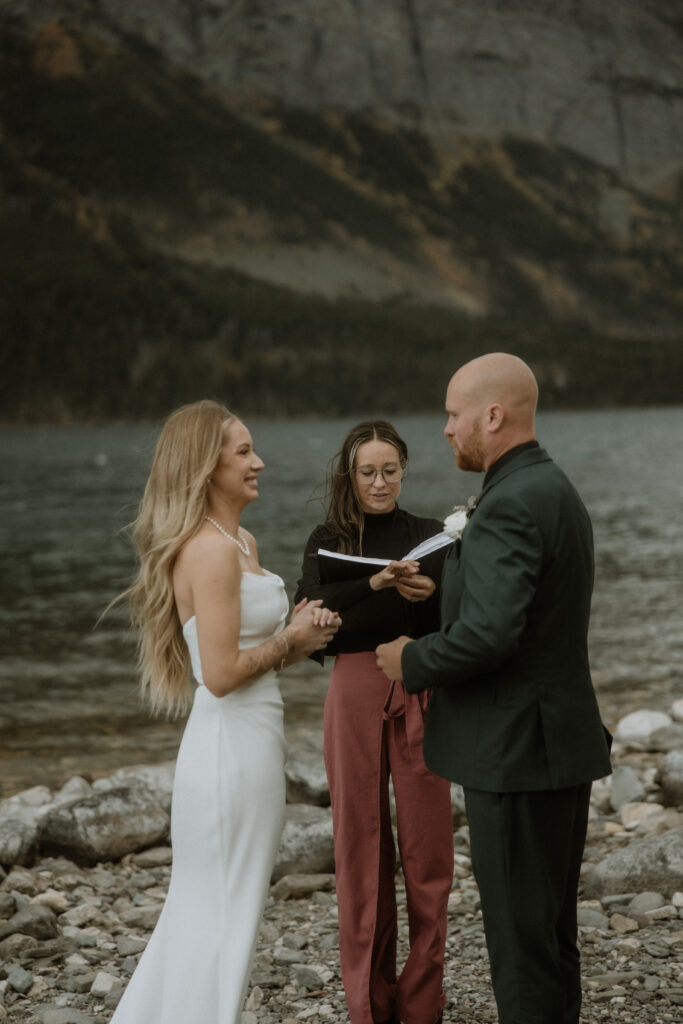 bride and groom at their dream elopement ceremony in glacier park