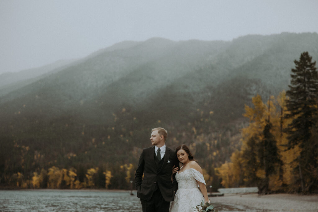 Couple hugging during their bridal photos