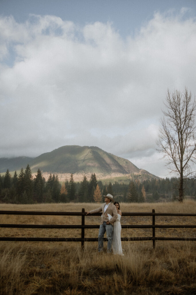 couple at their golden hour portraits in montana