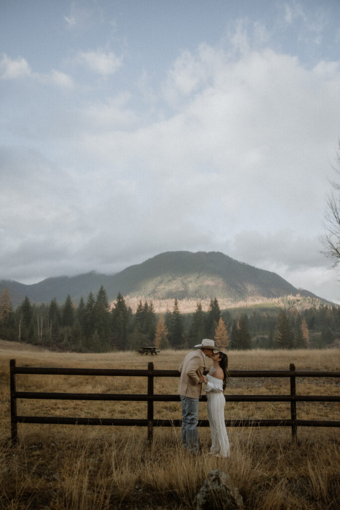 cute picture of the bride and groom kissing