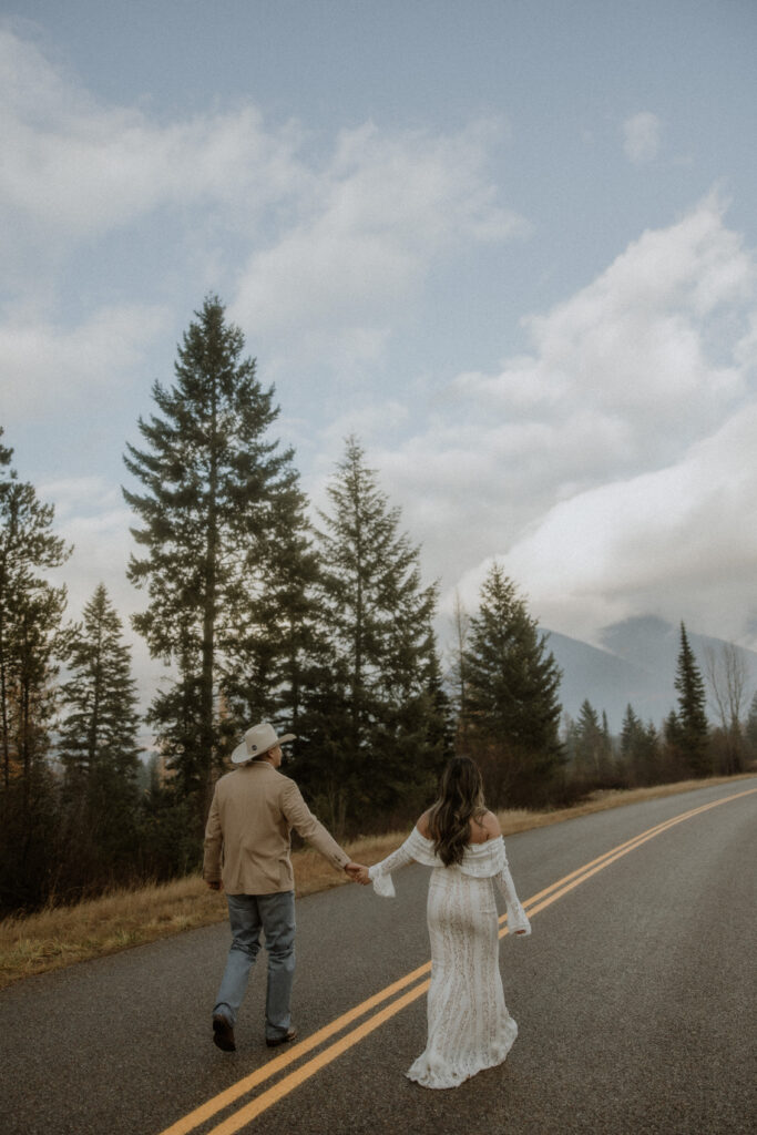 West Glacier Elopement Photos With Cozy Fall & Snowy Mountain Vibes